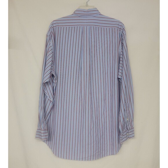 Polo Ralph Lauren Large Shirt Mens Large Button Blue Wide Stripe Blake Vintage - Picture 2 of 9